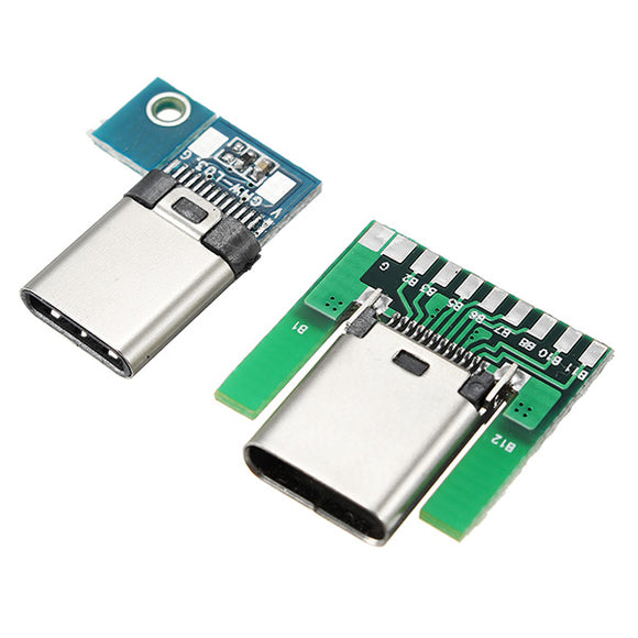 24Pin USB Type C Male + Female Plug Socket Connector