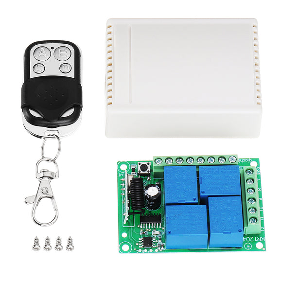 2pcs 12V 4 Way Button Wireless Remote Control Switch Relay Receiver Garage Shutter Door Access LED Light