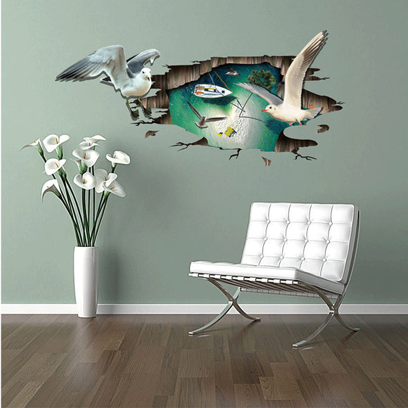 Miico Creative 3D Sea Gull Animal Removable Home Waterproof  Decorative Wall Floor Decor Sticker