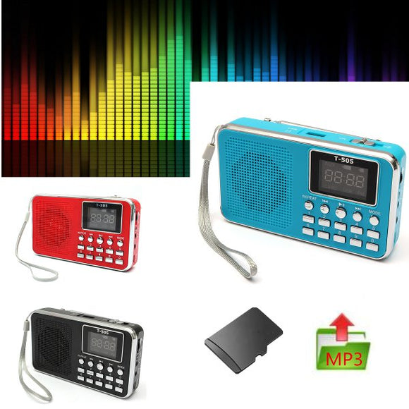T505 Universal Home Stereo Mini Tf Card Flashlight Portable Digital FM Radio Speaker With LED Screen