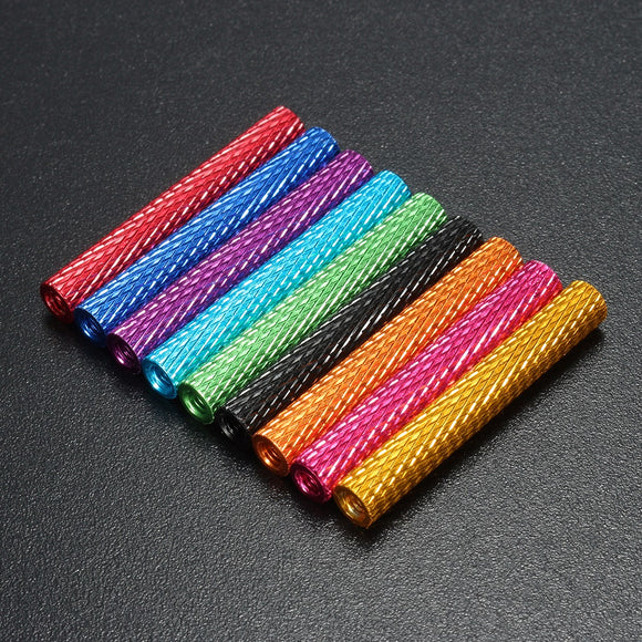 Suleve M3AS9 10Pcs M3 40mm Knurled Standoff Bolt Aluminum Alloy 6061 Anodized Spacer Multicolor