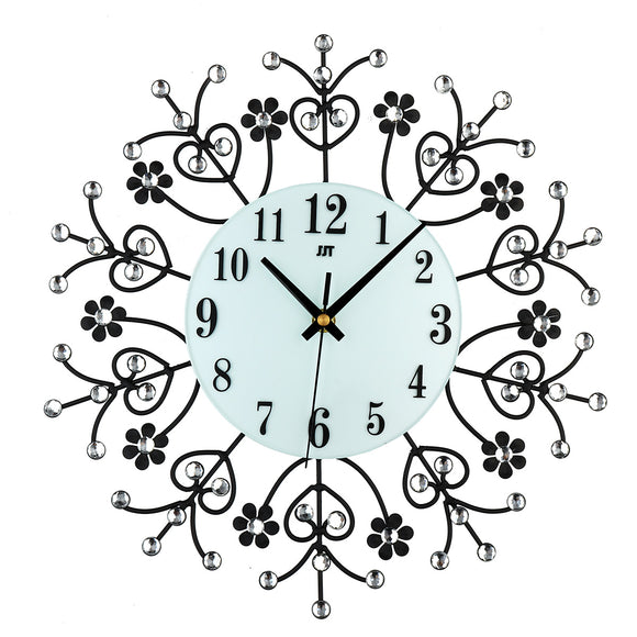 13.39 Inch 3D Wall Clock Diamond Jewellery Modern Silver Silent Movement For Home Office Decor Gift