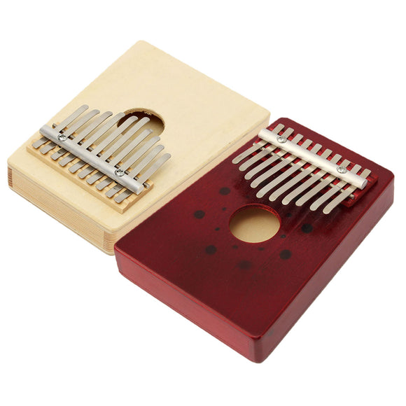 10 Tone Red/Natural Color Portable Wood Kalimba Thumb Piano Finger Percussion