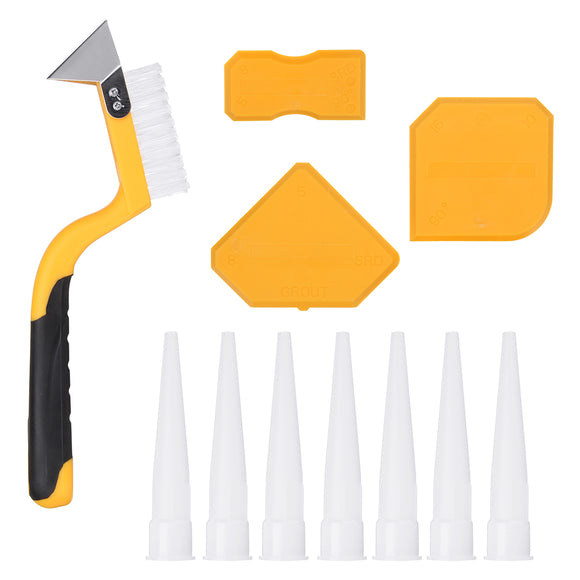 10 Pcs Caulking Tools Kit Corner Angle Glass Scraper Caulk Remover & Caulk Caps Cleaning Set