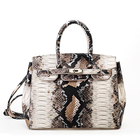 Snake Pattern Faux Leather Handbag Shoulder Bag For Women