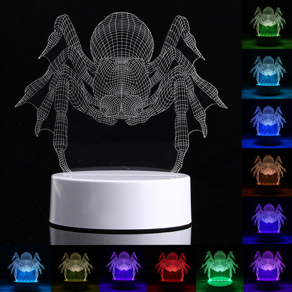 3D Spider LED USB Night Light 7 Color Change Table Desk Lamp Christmas Gift + Remote