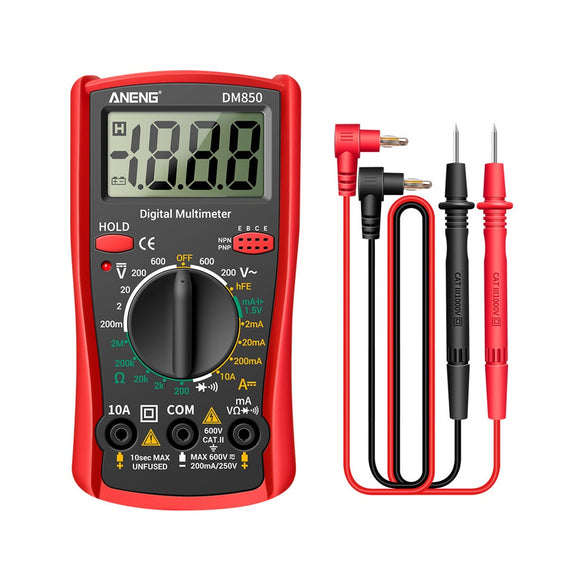 ANENG DM850 Digital Multimeter 1999 Counts Compact Auto AC/DC Voltage Tester DC Current Resistance Test Diode Data Retention