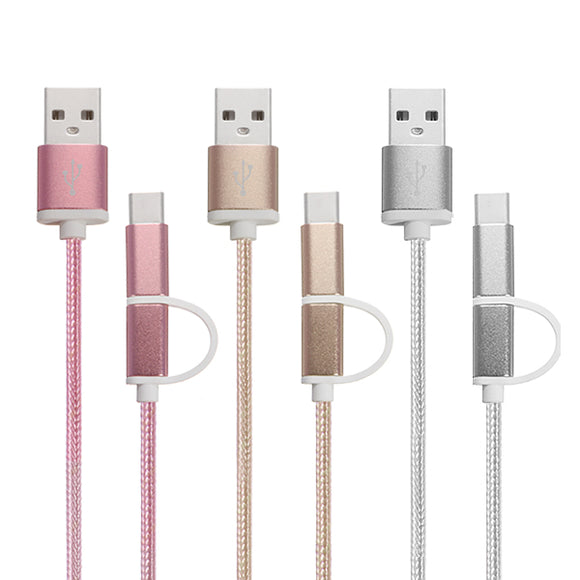 TIANSTON Original 1M Aluminum Nylon Metal Plug Usb Type-C Cable Sync Charge Cable