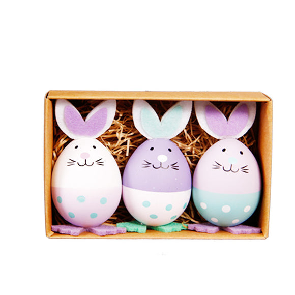 Honana HC-002 3pcs/set Plastic Easter Eggs Rabbit Easter Decoration Toys Arts Crafts Easter Bunny eg