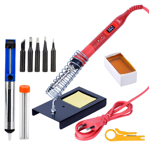 JCD 908U 100W Soldering Iron Tool Kit 220V/110V Adjustable Temperature LCD Soldeing Station Welding Repair Tools wiht Soldering Holder Sucker