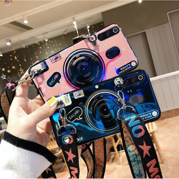 Bakeey Blue Ray Wrist Strap Shockproof Soft Silicone Protective Case for Xiaomi Mi9 / Mi9 Transparent Edition