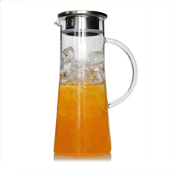 Glass Kettle Two-way Outlet Water Jug Heat Resistant Transparent Tea Pot Stainless Steel Strainer