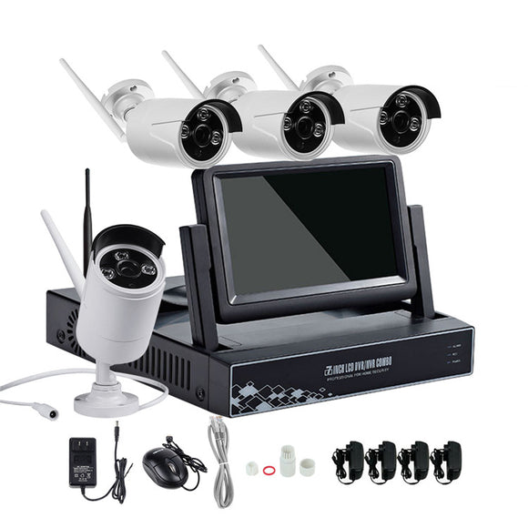 Hiseeu 4CH 7 Inch Displayer NVR 960P Wireless IR Night Vision Camera Security IP Surveillance Kit