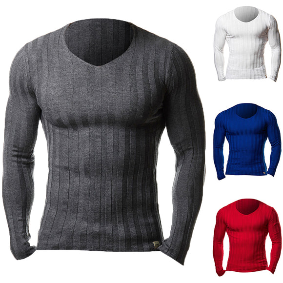 Men Crew Neck Slim Fit Muscle Knit Jumper Pullover Sweater T Shirts Tops