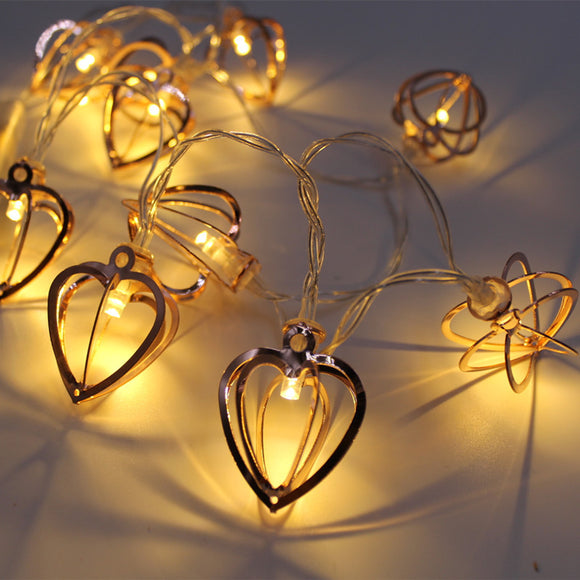 KCASA 1M 10 LED Metal Heart String Lights LED Fairy Lights for Festival Christmas Wedding