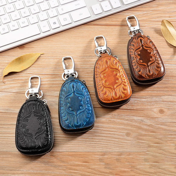 Men Women Retro Genuine Leather Car Key Holder Key Bag Keychain Wallet