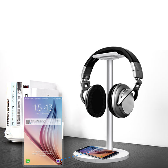 New Bee 2 In 1 Qi Wireless Charger Earphone Charging Stand Holder for Samsung S6 S7 Edge Note 5