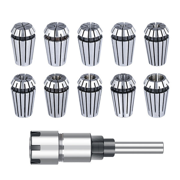11Pcs ER16 Spring Collet Chuck with 8mm Shank 2-10 1/8 1/4 Gripping Range for CNC Milling Lathe Tools