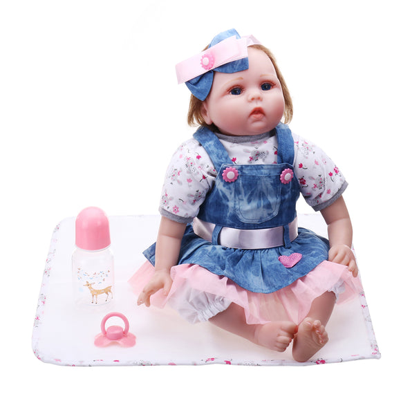 Oubeier Reborn Doll Vinyl Body 55CM Handmade Silicone Girl Lovely Cloth Toys Kids Gift