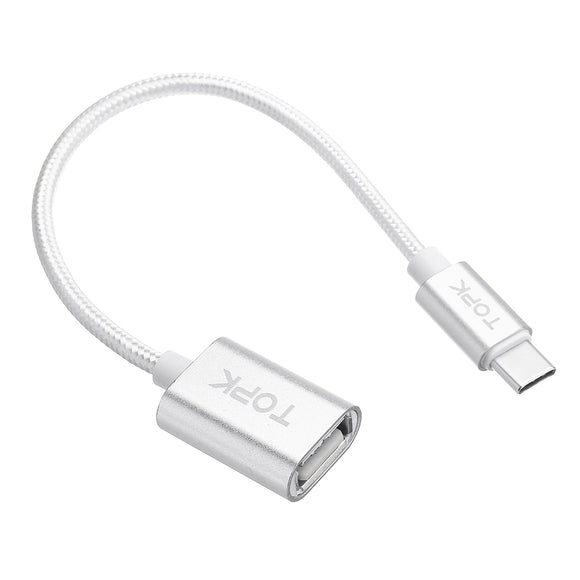 TOPK Type C Male to USB 2.0 Female Adapter OTG Braided Cable Converter for Xiaomi Mi Max 3 Nokia X6