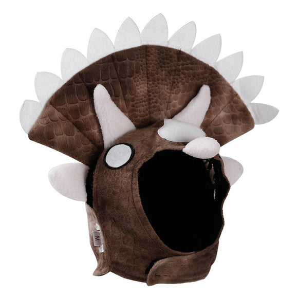 Halloween Triceratops Dinosaur Party Costume Outfits Bulldog Pugs Warm Fleece Funny Cat Pet Hat Cap