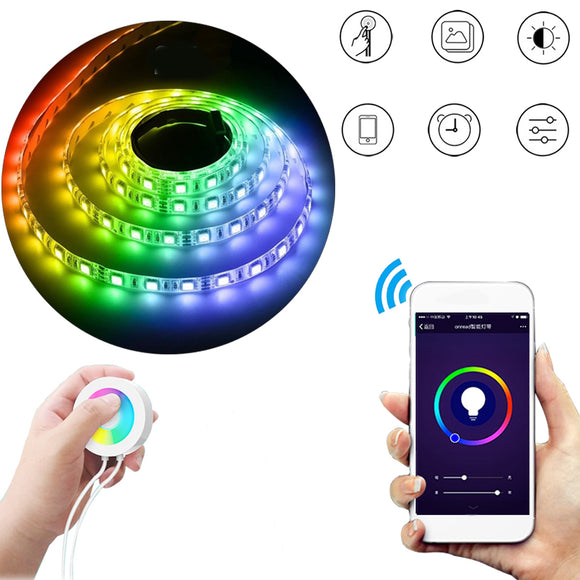 2M Waterproof US Plug Smart Wifi RGB LED Strip Light Touch APP Control for Alexa Google Home DC12V