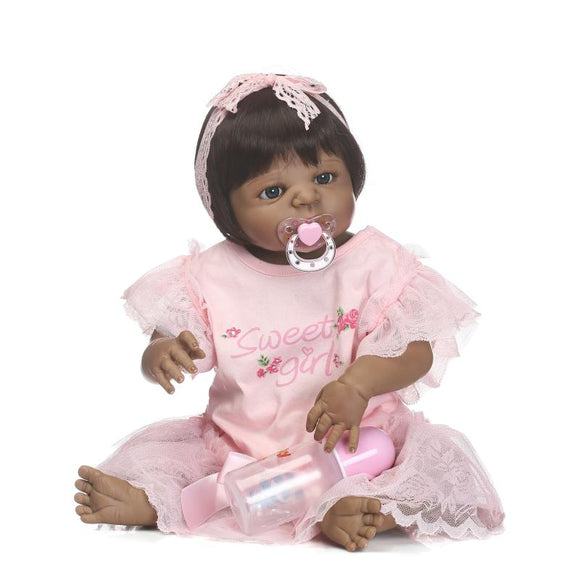 NPK Full Silicone Reborn Baby Dolls 22 Black Skin Reborn Babies Toddler Girl Dolls Child Bebe Gift