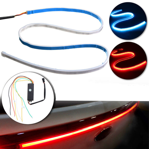 120cm 10W LED Flow Type Car Tailgate Trunk Lights Strip Bar Running Brake Reverse Turn Signal Flash