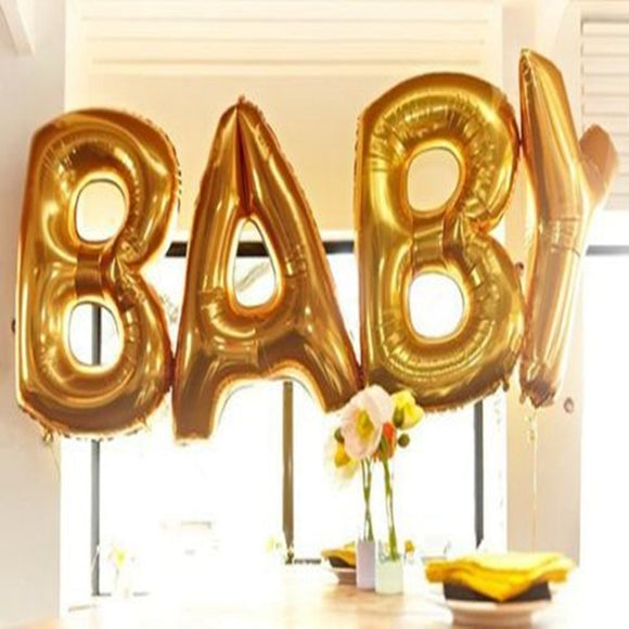 16/40 Inch Gold Silver Foil Balloons Mylar Baby Letter Alphabet Party Decor