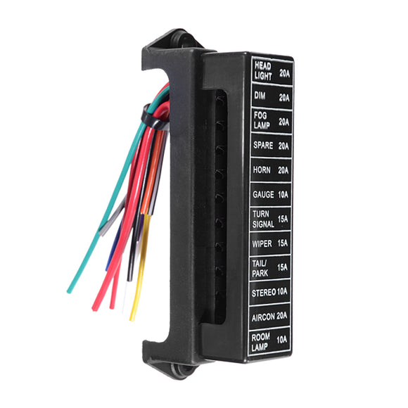 JZ5704 Jiazhan Car 12 Way Fuse Box 12 Road With Wire Modification Basic Block Auto Fuse Holder