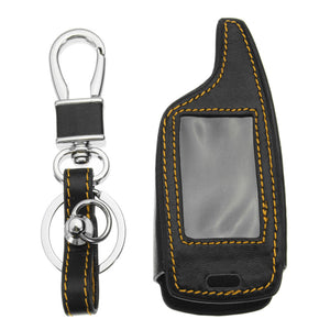4 Buttons Two Way Car Alarm System Leather Car Key Case Bag For Magicar 5/6 LCD