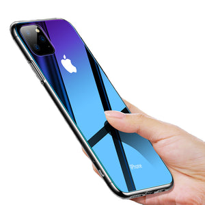 Cafele Gradient Color Tempered Glass + Soft Silicone Edge Protective Case for iPhone 11 Pro 5.8 inch