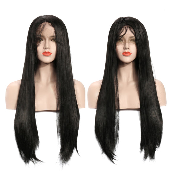 22/24 Inch Black Hair Wigs For Women Long Straight Lace Front Full Fiber Hair