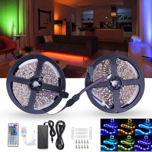 10M 600 LED Color Changing SMD3528 RGB LED Strip Tape Rope Light Kit + IR Controller + Adapter DC12V