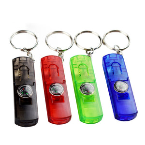 IPRee 4 In 1 EDC Multifunctional LED Compass Whistle Mini Keychain Emergency Survival Kit