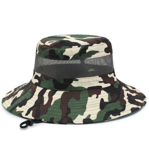 Tactical Camouflage Sunhat Adjustable Fishing Hat Travel Camping Anti-UV Floppy Hat