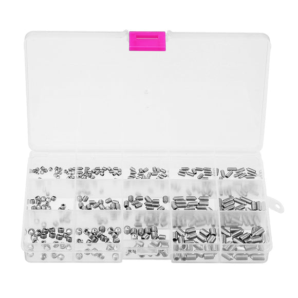 Suleve MXSH6 M3/M4/M5 300Pcs Allen Hex Socket Set Grub Screw Cone Point 3-10mm Assortment Kit