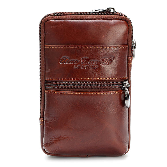 Men Retro Leather Waist Phone Bag Waterproof Case Belt Pouch for 4.7/5.5 inch Phones