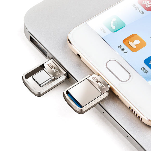 EAGET Metal 32GB Type-c OTG USB 3.0 U Disk Pendrive Flash Drive for Xiaomi Mobile Phone Tablet PC