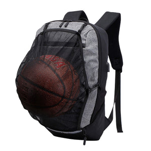 IPRee Oxford USB Backpack Travel Waterproof Laptop Bag School Bag Sport Shoulder Bag With Ball Net