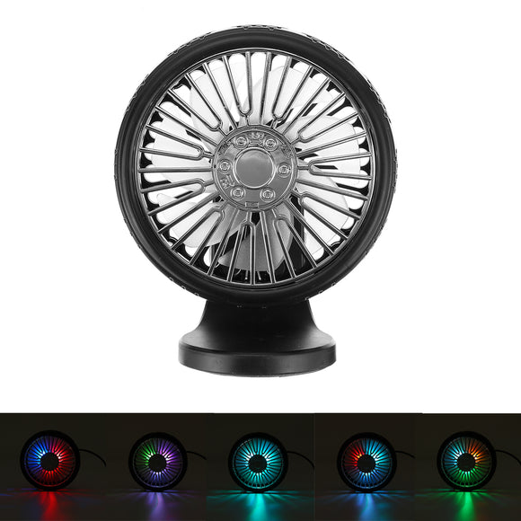 3 Speed Mini Car Fan Air Vent Dashboard Cooling Cooler USB With Colorful LED Light