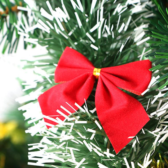 2PCS Red Christmas Tree Bow-knot Decorations for Home Bauble New Year Decoration