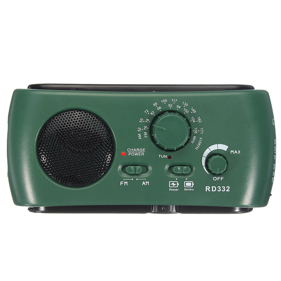 Emergency Portable Solar Crank AM/FM Weather Radio with LED Flashlight with Cell Charging Interface
