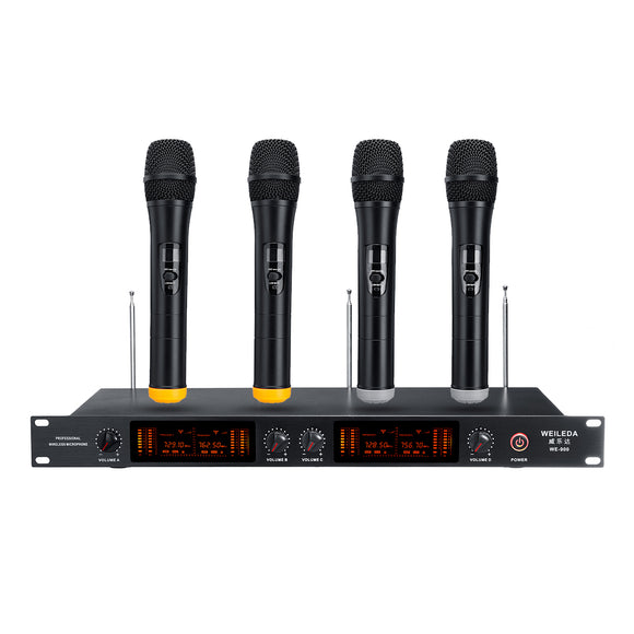 UHF 4 Channels Wireless Microphone System for Conference KTV Teaching Wedding Stage Performance
