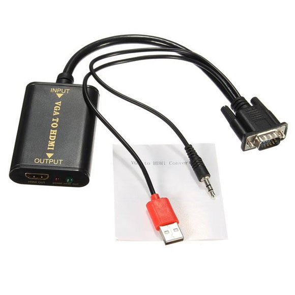 1080P VGA to HD HD Audio AV Converter Adapter with TV Video Cable for TV PC