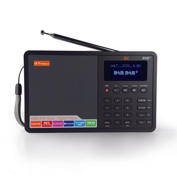 GTMedia D1 DAB Plus FM Bluetooth 4.0 Stero Radio Receiver with Built-in Speaker Support Clock