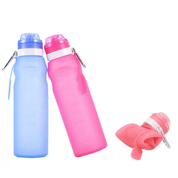 AUGIENB 600ml Silicone Folding Water Bottle Sports Camping Bike Bicycle Cycling Fitness Water Kettle