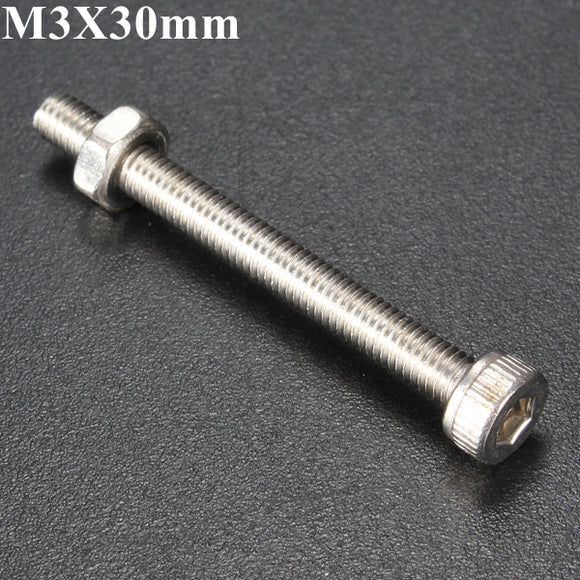 10pcs M3X30mm Stainless Steel Hex Socket Head Screw Bolt And Nut Set