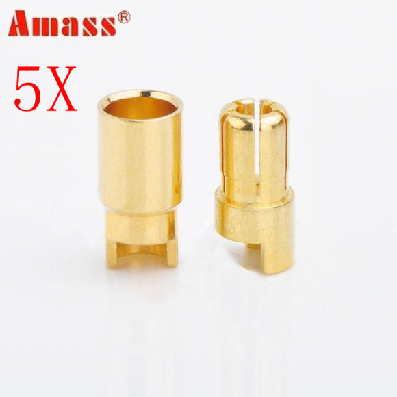 5 X Amass 6.0mm Gold-plated Copper Banana Plug AM-1006A Male & Female