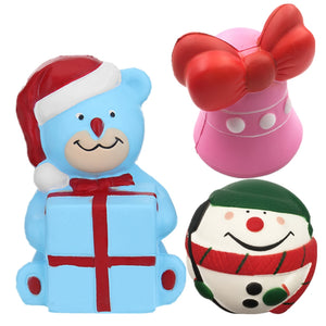 Christmas Gift 3PCS Squishy Jingle Bell Bear Snowman Jumbo